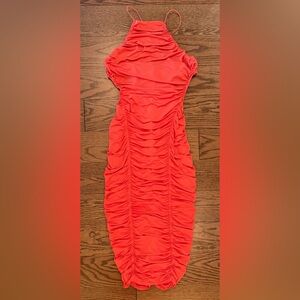 ASOS Vibrant Orange Ruched Dress